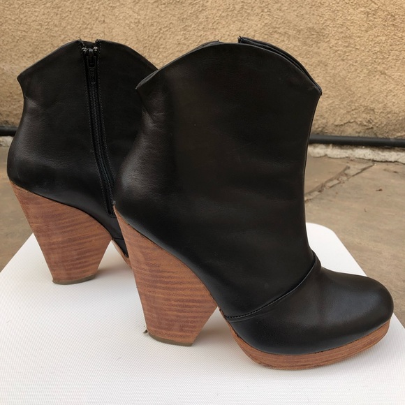 Rachel Comey Black Leather Platform Booties - Picture 3 of 5